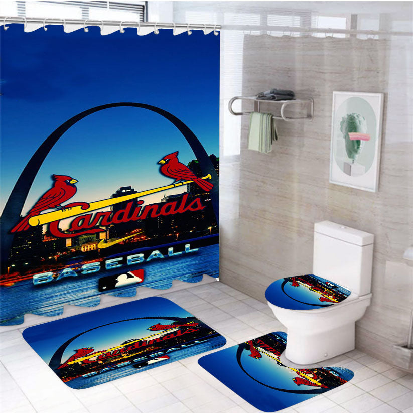 St Louis Cardinals Mlb Baseball 4Pcs Bathroom Set Shower Curtain