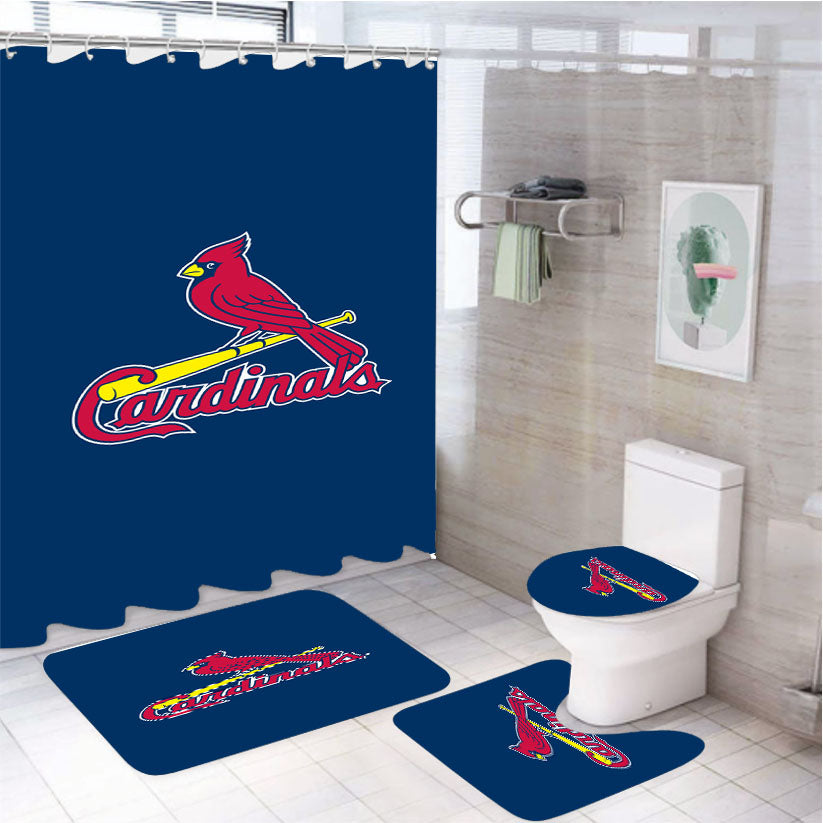 St Louis Cardinals Wallpaper 4Pcs Bathroom Set Shower Curtain