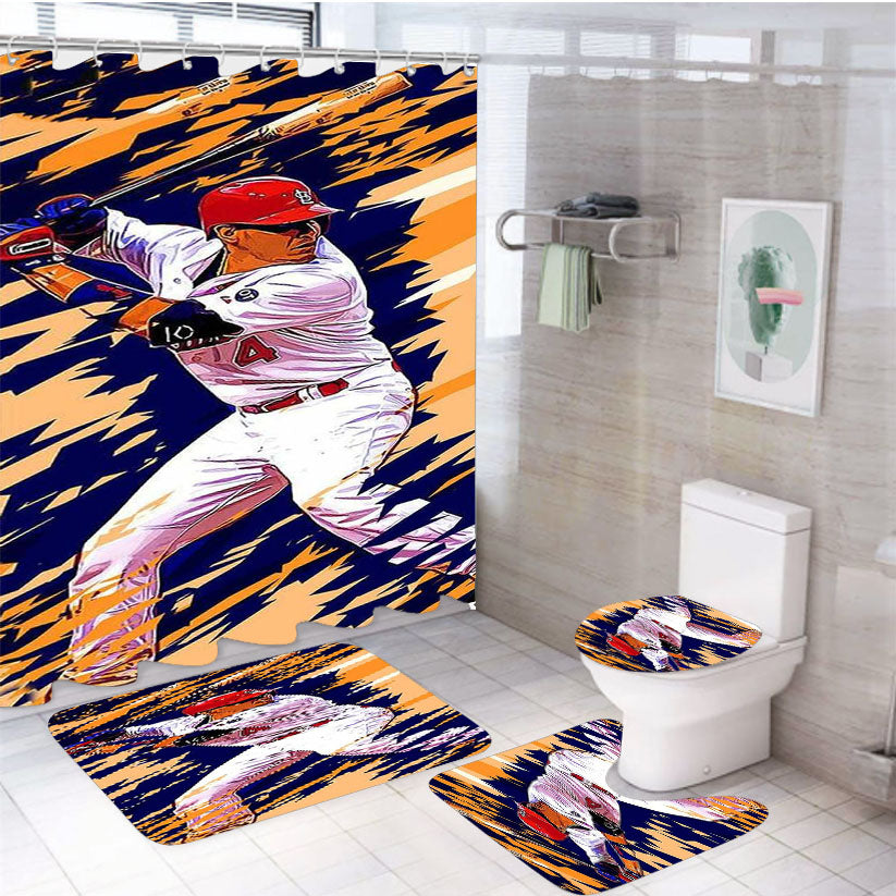 St Louis Cardinals Yadier Molina 4Pcs Bathroom Set Shower Curtain