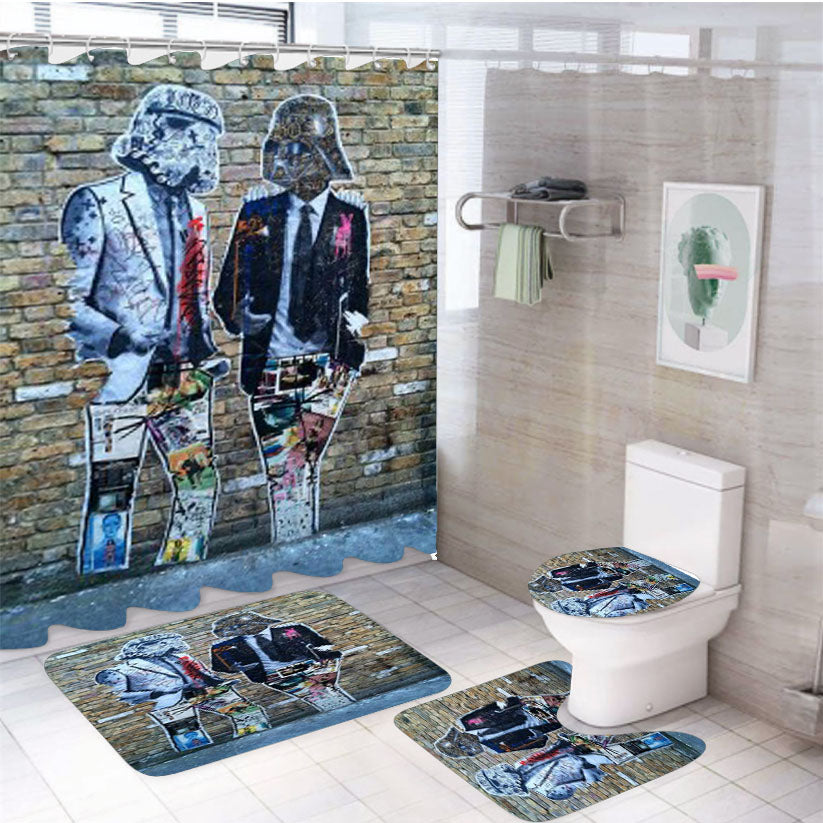 Star Wars Darth Vader Street Art 4Pcs Bathroom Set Shower Curtain