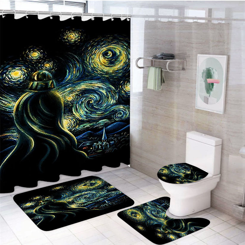 Star Wars Darth Vader Van Gogh 4Pcs Bathroom Set Shower Curtain