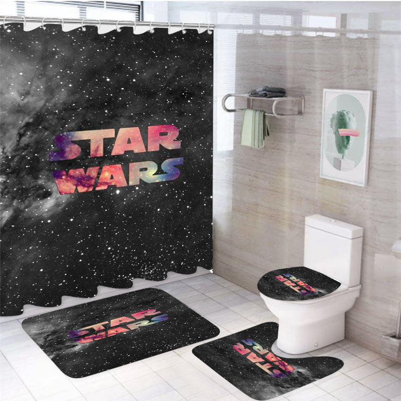 Star Wars Galaxy Black 4Pcs Bathroom Set Shower Curtain