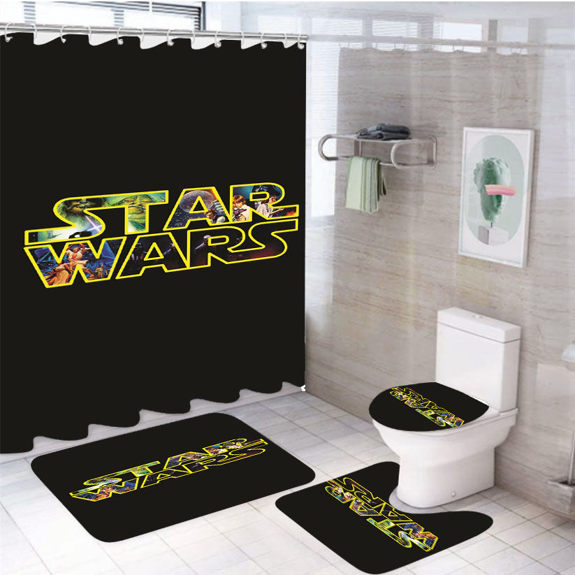 Star Wars Logo 4Pcs Bathroom Set Shower Curtain