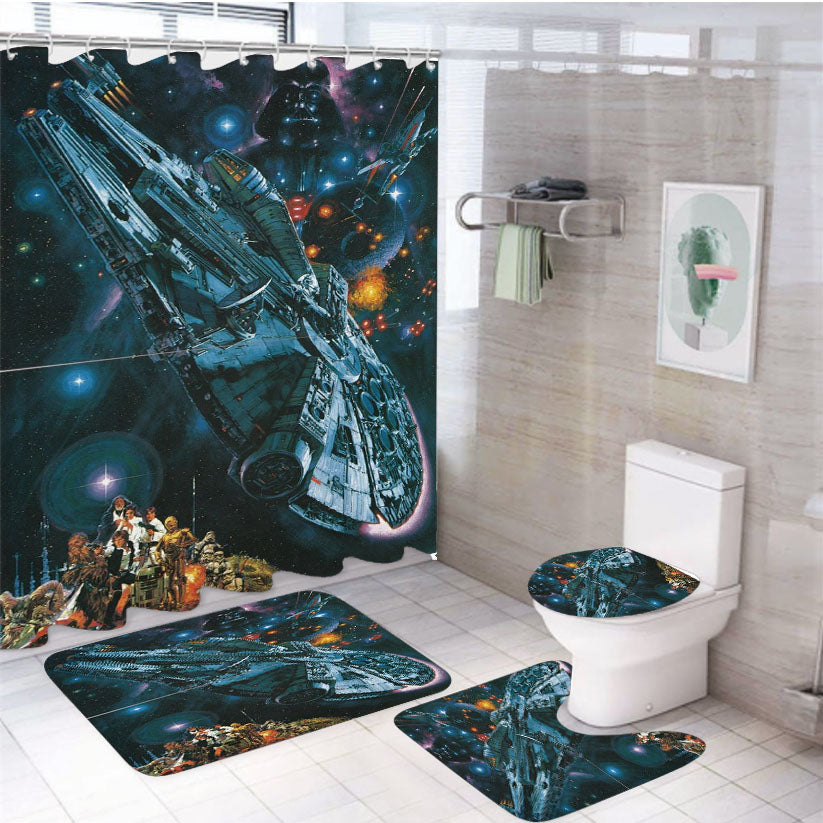 Star Wars Millennium Falcon Galaxy 4Pcs Bathroom Set Shower Curtain