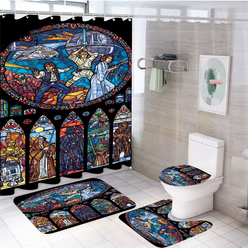 Star Wars Stained Glass 4Pcs Bathroom Set Shower Curtain