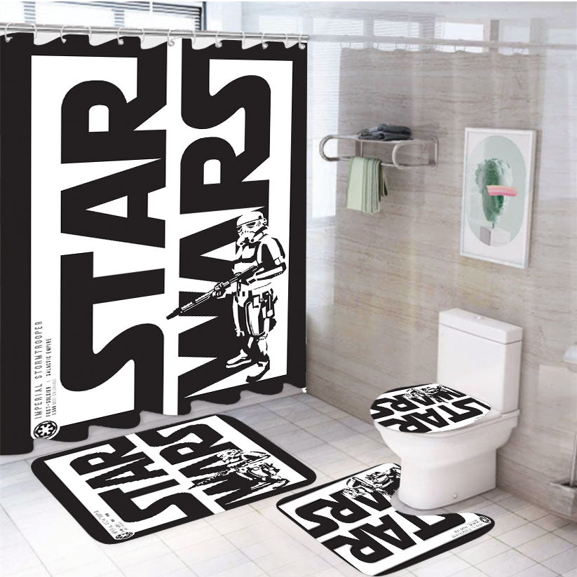 Star Wars Stormtrooper Sticker 4Pcs Bathroom Set Shower Curtain