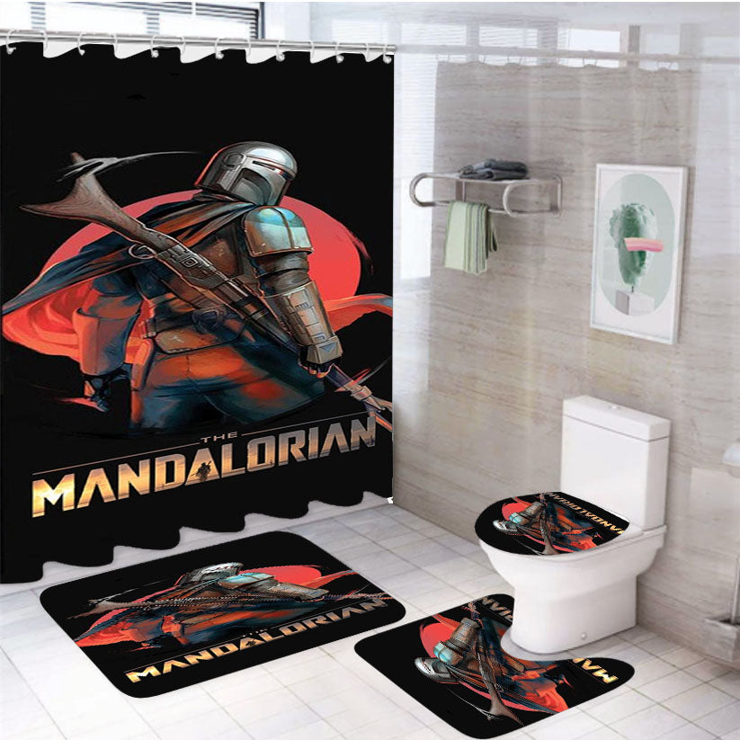Star Wars The Mandalorian Art 4Pcs Bathroom Set Shower Curtain