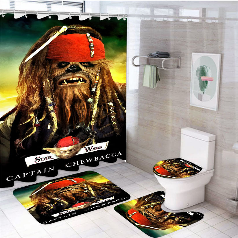 Star Wars Vs Pirates Of The Caribbean 4Pcs Bathroom Set Shower Curtain