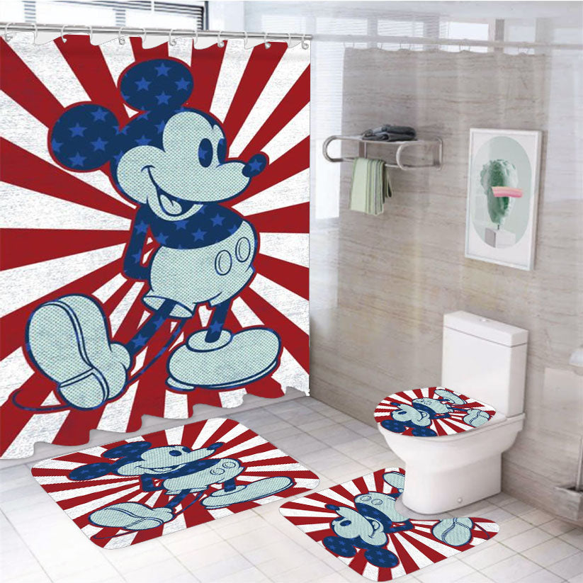 Starburst Mickey 4Pcs Bathroom Set Shower Curtain