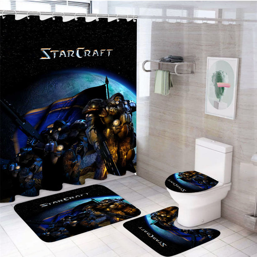 Starcraft Galaxy Brood Wars 4Pcs Bathroom Set Shower Curtain