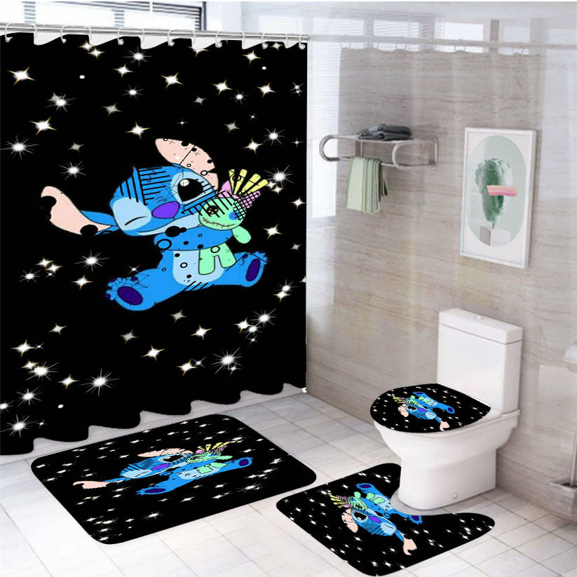 Stitch Hug Scrump 4Pcs Bathroom Set Shower Curtain