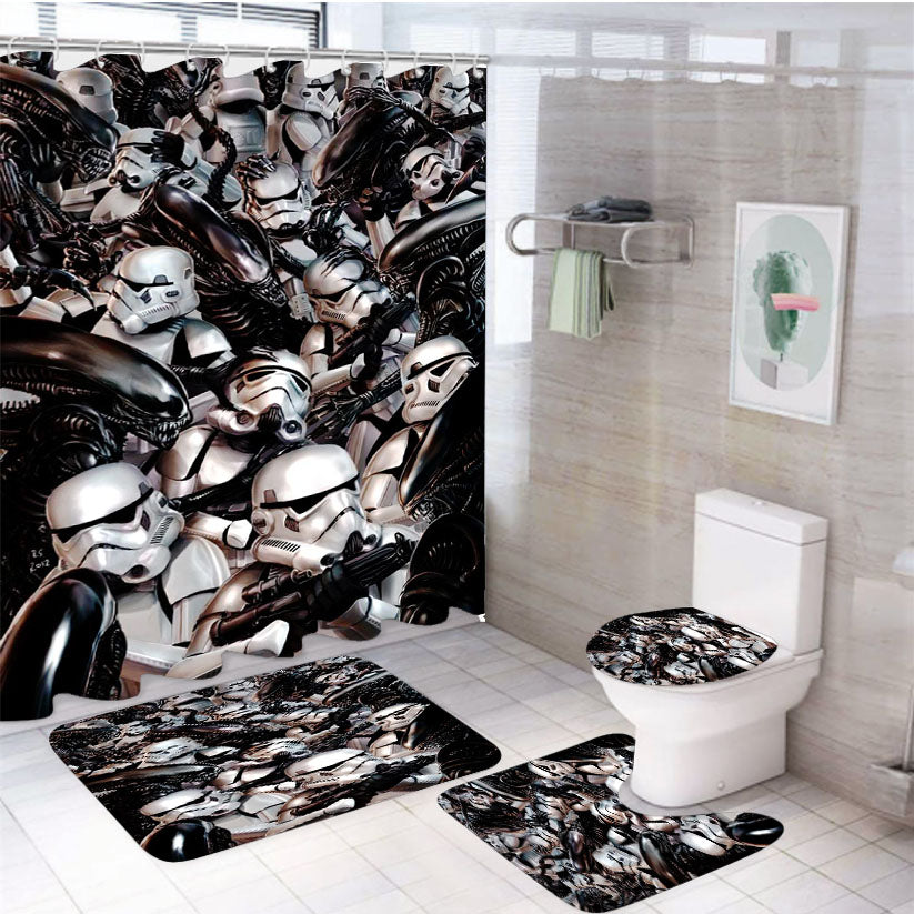 Stormtroopers Vesrus Aliens 4Pcs Bathroom Set Shower Curtain