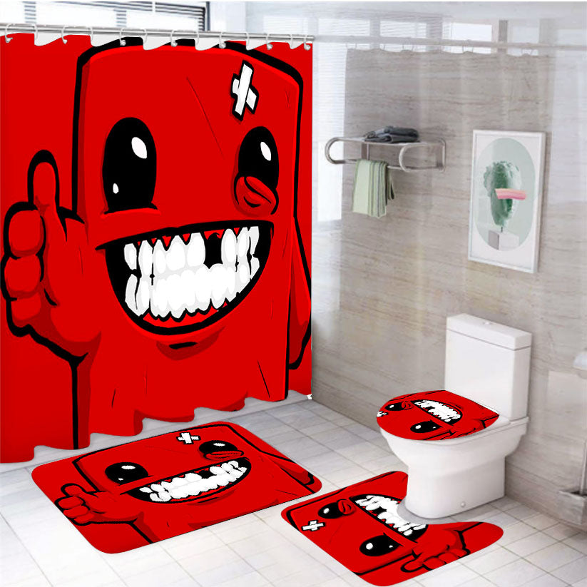 Super Meat Boy 4Pcs Bathroom Set Shower Curtain