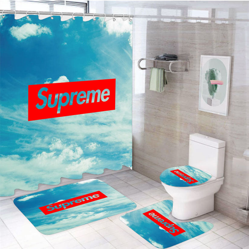 Supreme Art 4Pcs Bathroom Set Shower Curtain