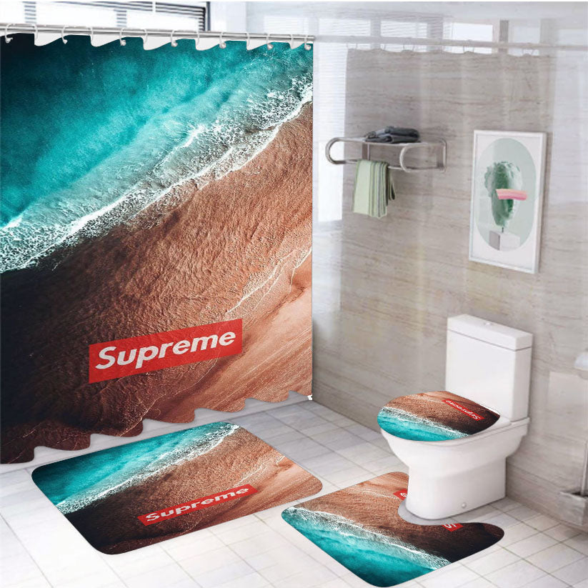 Supreme Beach 4Pcs Bathroom Set Shower Curtain