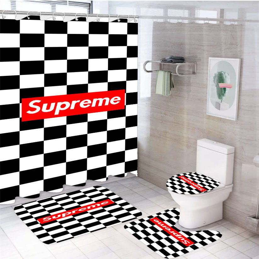 Supreme Chess 4Pcs Bathroom Set Shower Curtain