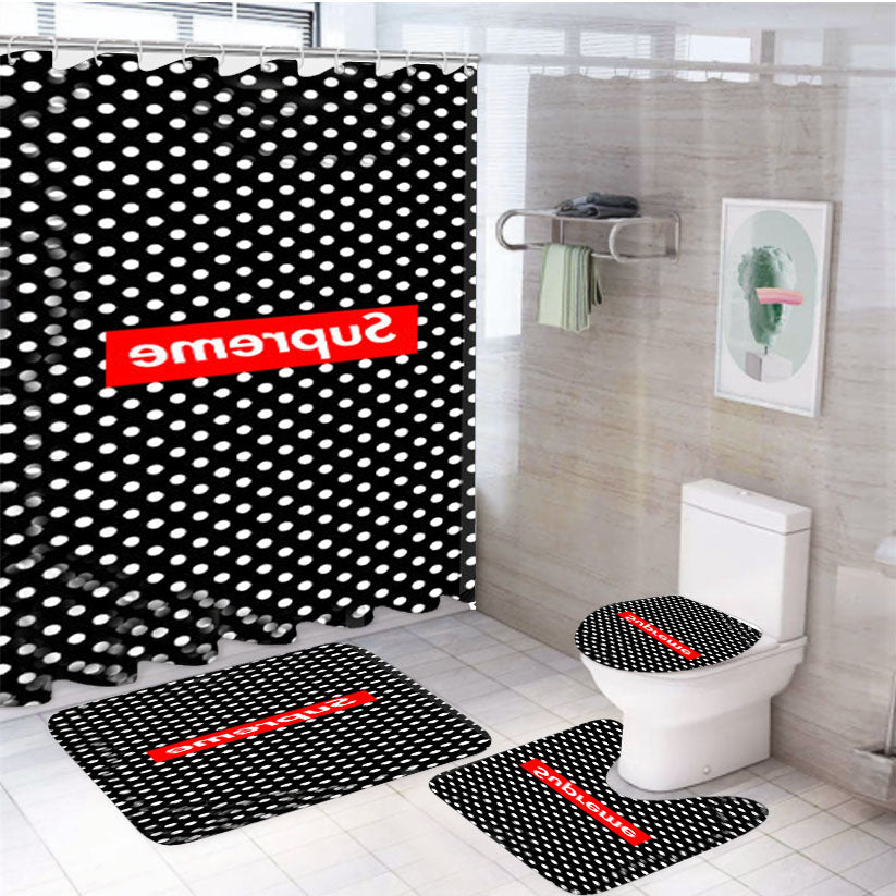 Supreme Clothing Skateboarding Logo 4Pcs Bathroom Set Shower Curtain