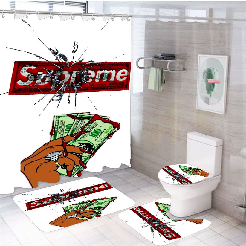 Supreme Dolar Blink Miror 4Pcs Bathroom Set Shower Curtain