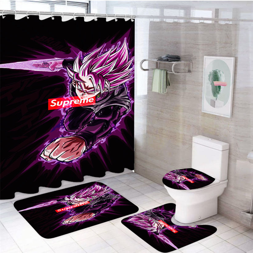 Supreme Floral Wallpaper 4Pcs Bathroom Set Shower Curtain