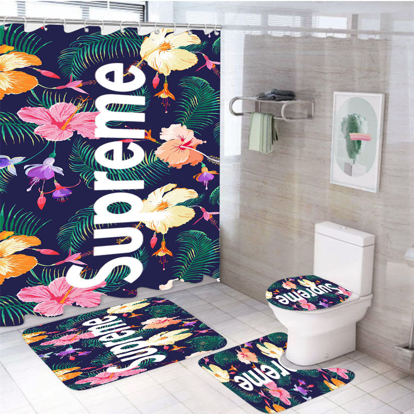 Supreme Flower Tropical 4Pcs Bathroom Set Shower Curtain