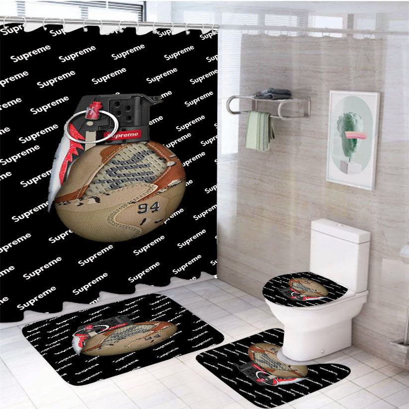 Supreme Grenade 4Pcs Bathroom Set Shower Curtain