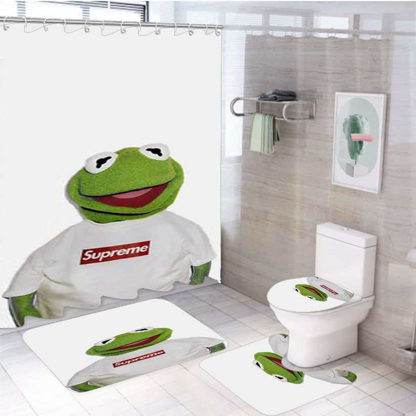Supreme Kermit Frog Sesame Street 4Pcs Bathroom Set Shower Curtain
