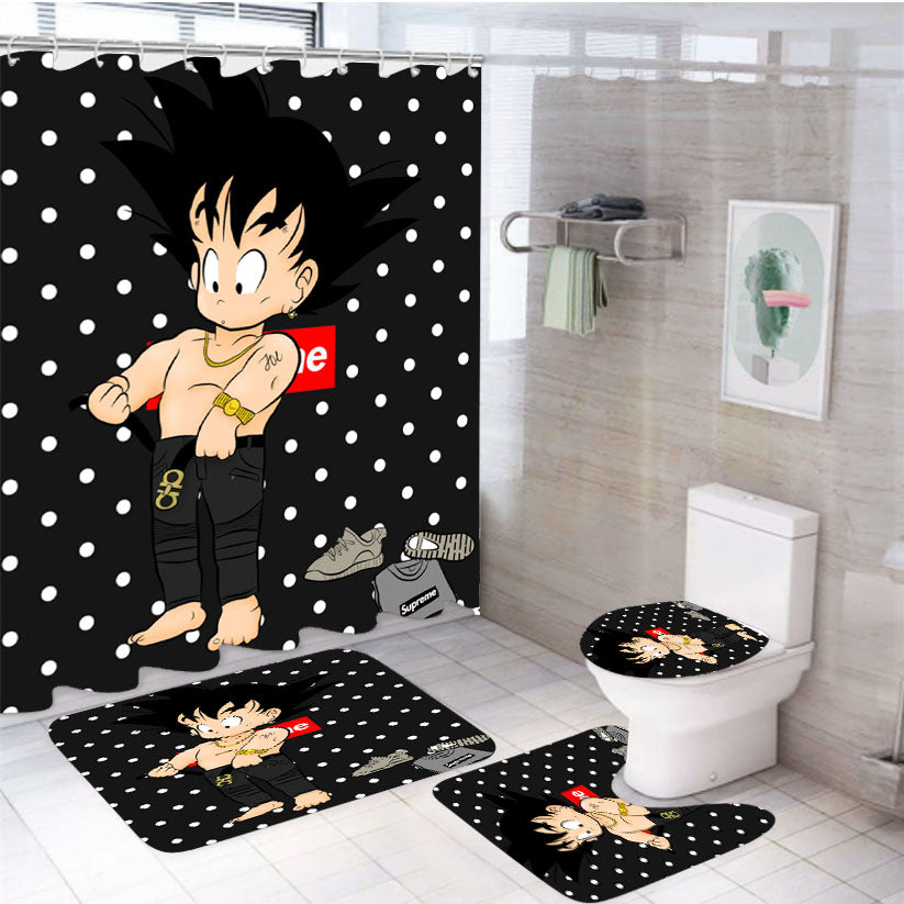 Supreme Kid Goku 4Pcs Bathroom Set Shower Curtain