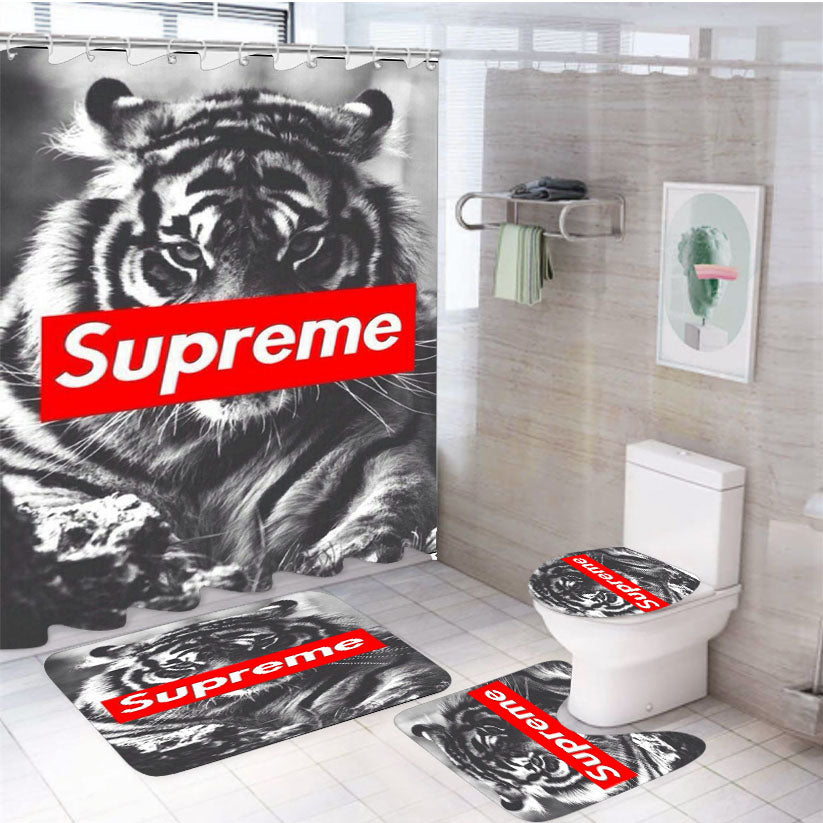 Supreme Lion 4Pcs Bathroom Set Shower Curtain