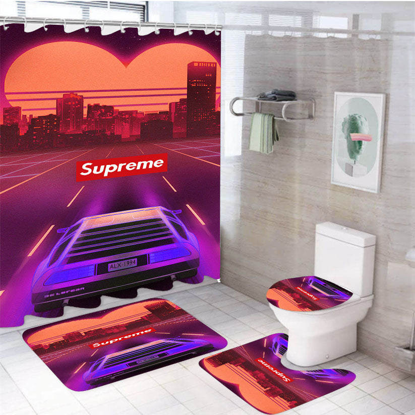 Supreme Love Car 4Pcs Bathroom Set Shower Curtain