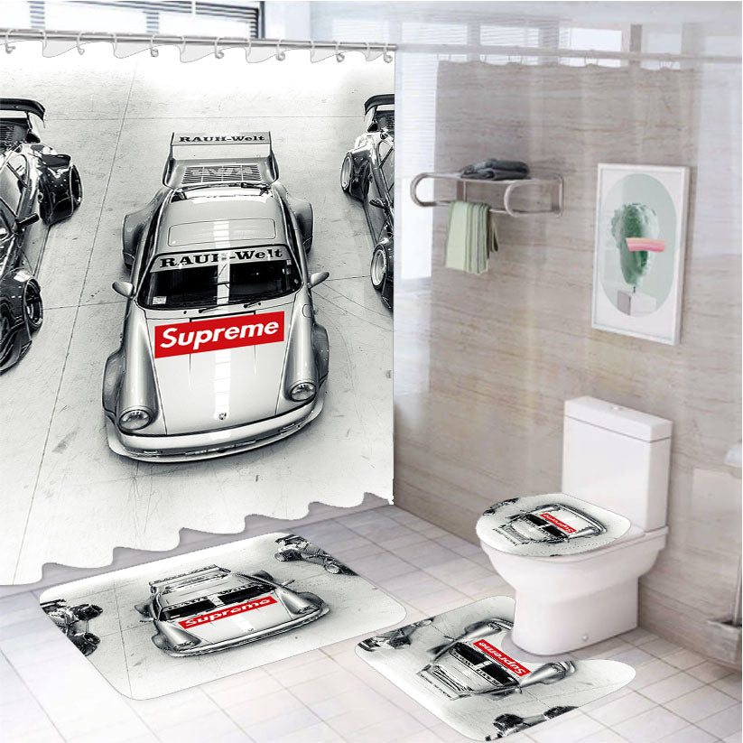 Supreme Porsche 911 4Pcs Bathroom Set Shower Curtain
