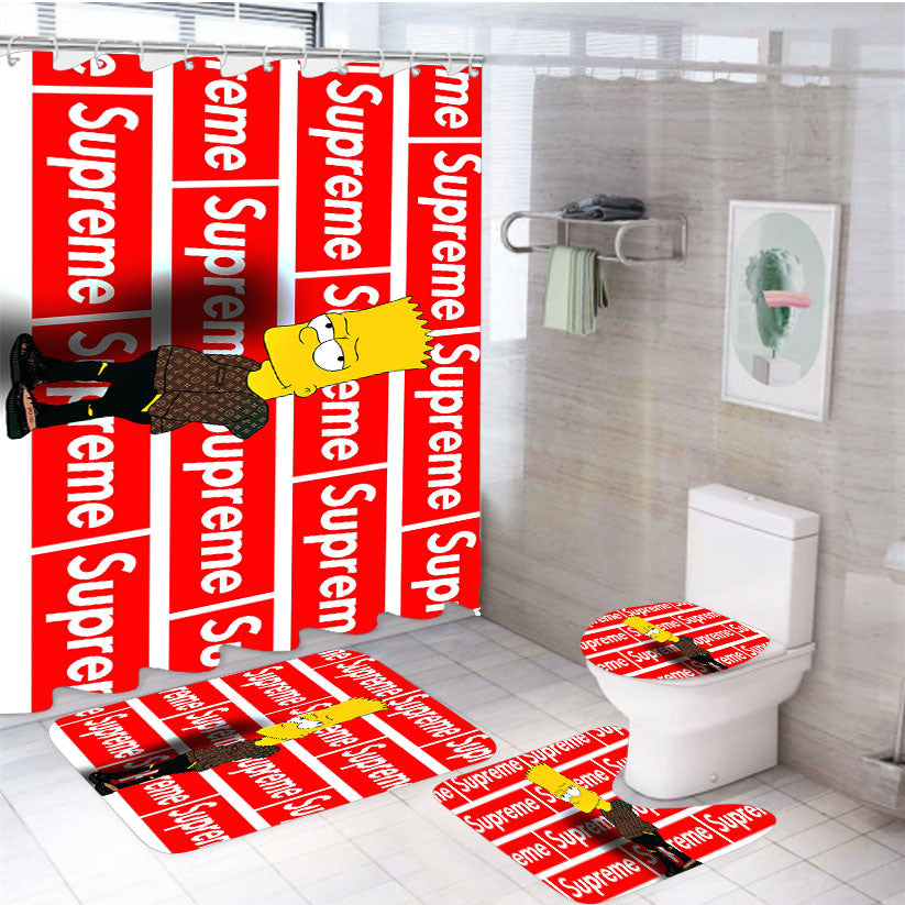 Supreme Simpsons Tape 4Pcs Bathroom Set Shower Curtain