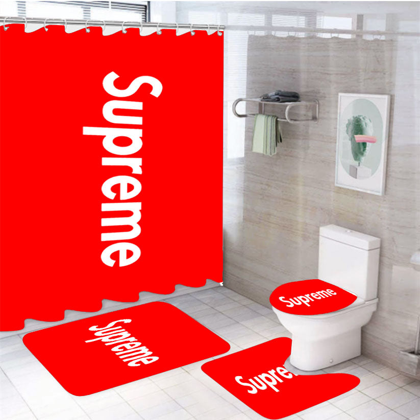 Supreme Skateboard Grip Tape 4Pcs Bathroom Set Shower Curtain