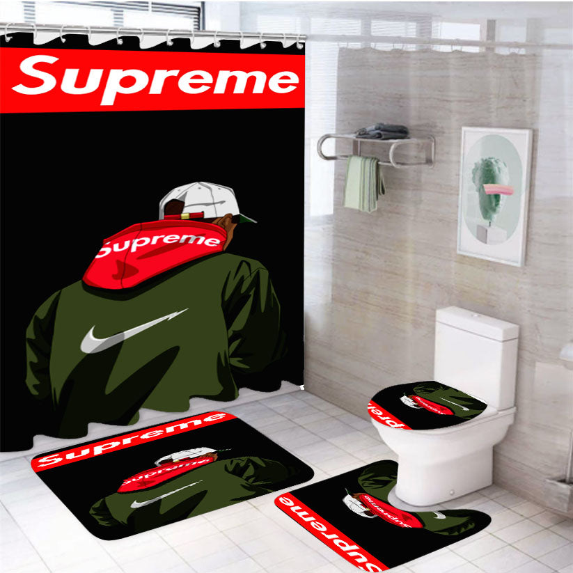 Supreme X Nike 4Pcs Bathroom Set Shower Curtain
