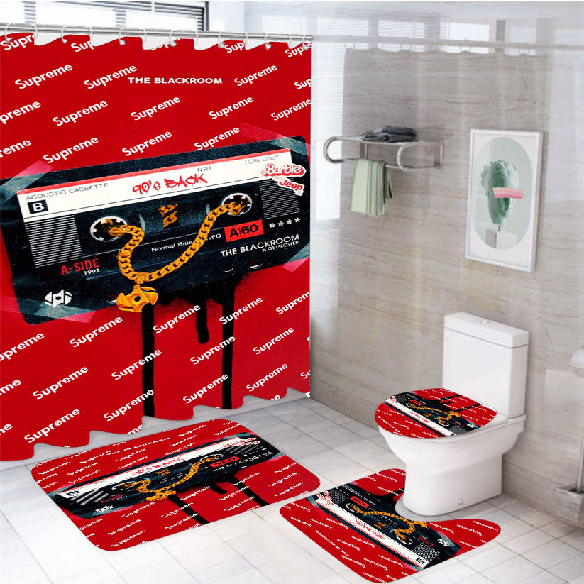 Supreme X The Blackroom 90S Back 4Pcs Bathroom Set Shower Curtain