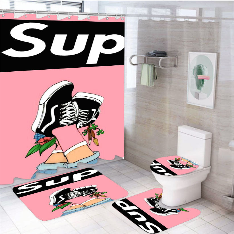 Supreme X Vans Retro 4Pcs Bathroom Set Shower Curtain