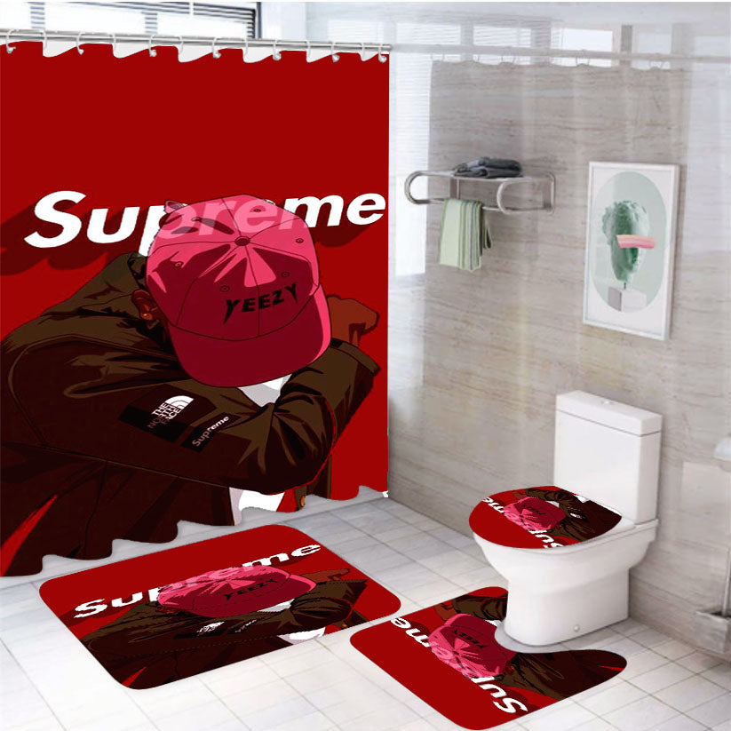 Supreme Yeezy 4Pcs Bathroom Set Shower Curtain