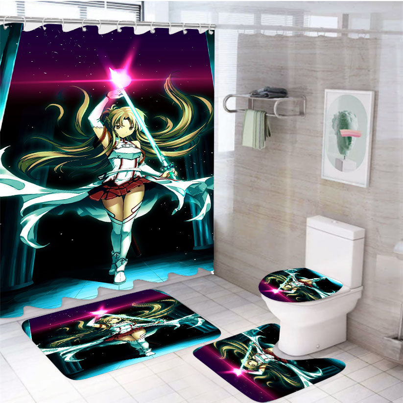 Sword Art Online Asuna Magic 4Pcs Bathroom Set Shower Curtain