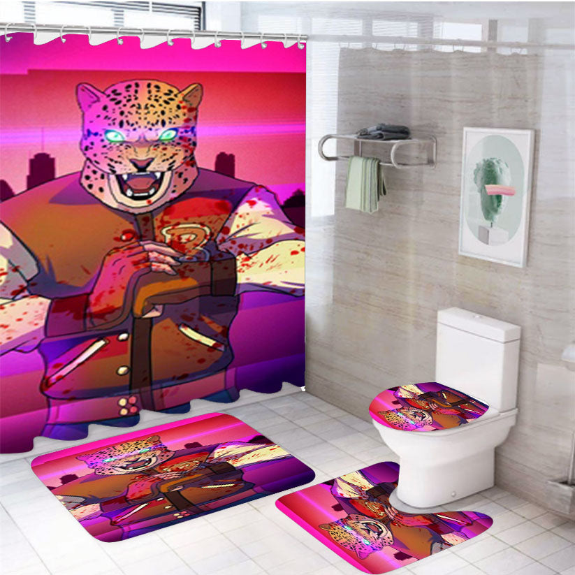 Tekken Hotline Miami 4Pcs Bathroom Set Shower Curtain