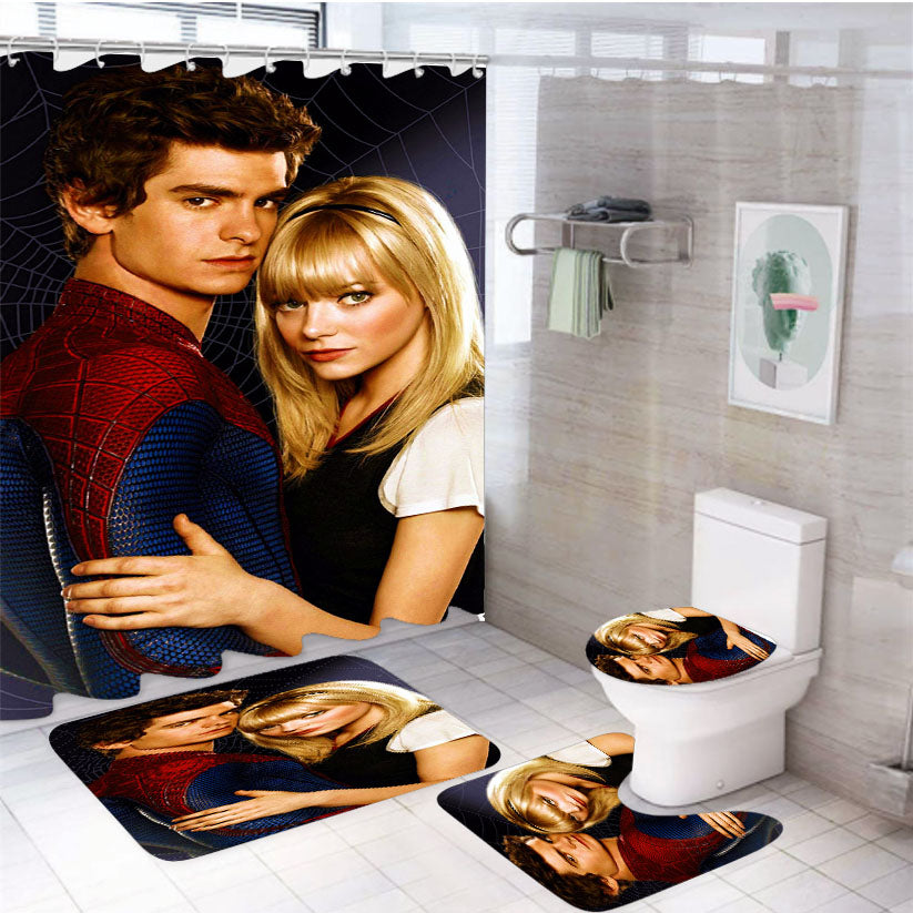 The Amazing Spider Man Couple 4Pcs Bathroom Set Shower Curtain