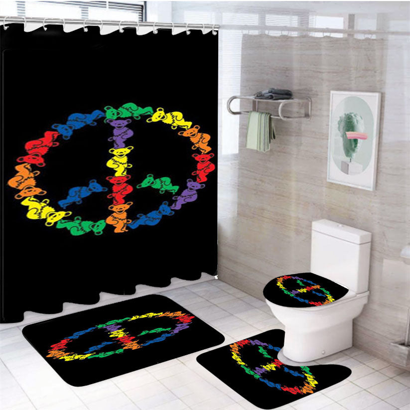 The Grateful Dead Bear 4Pcs Bathroom Set Shower Curtain