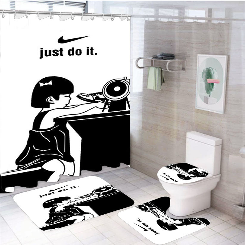 The Little Nike Girl Just Do It 4Pcs Bathroom Set Shower Curtain