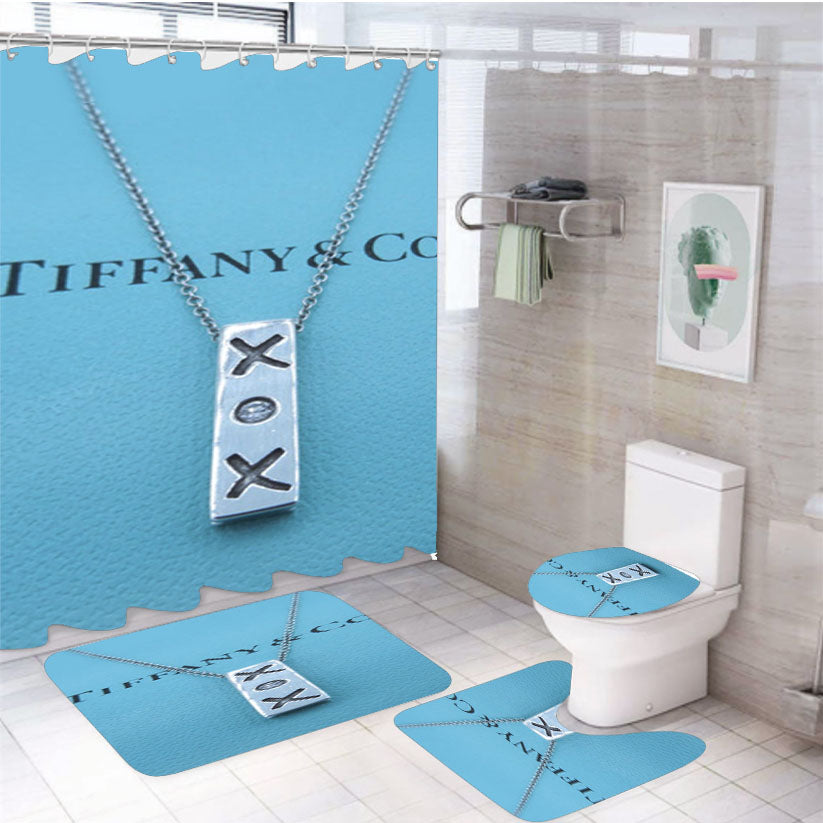 Tiffany & Co Paloma Picasso Xox Sterling Silver Diamond Necklace 4Pcs Bathroom Set Shower Curtain