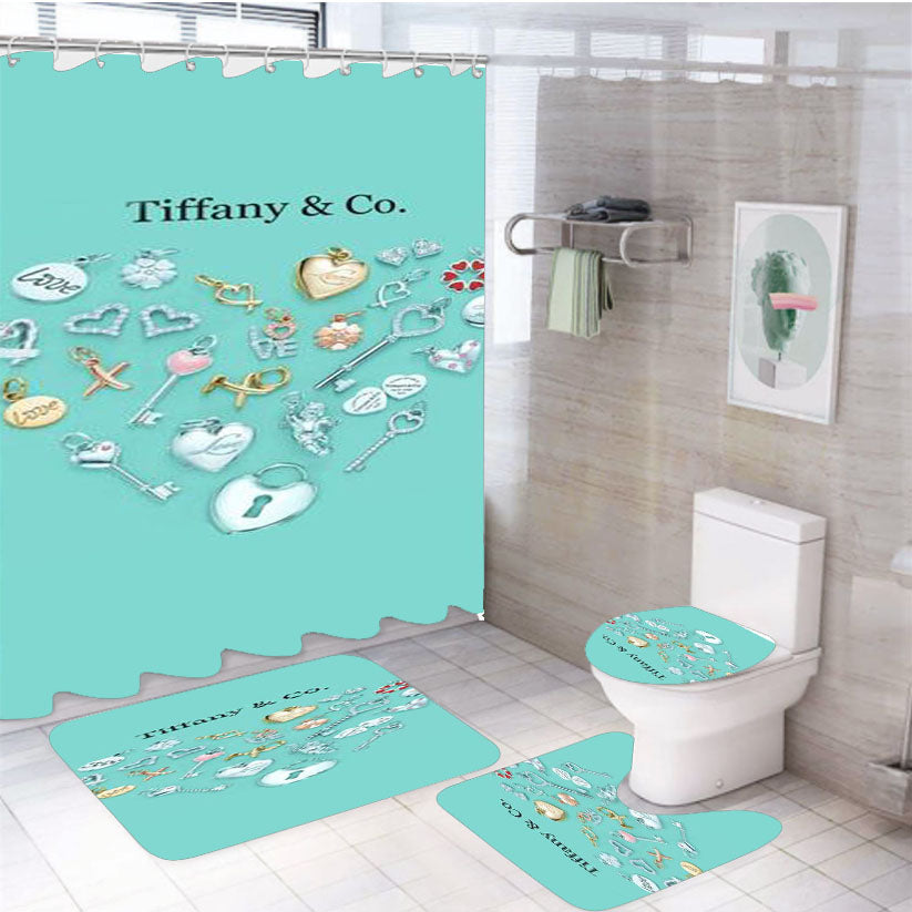 Tiffany And Co Love 4Pcs Bathroom Set Shower Curtain