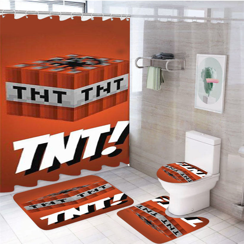 Tnt Minecraft 4Pcs Bathroom Set Shower Curtain