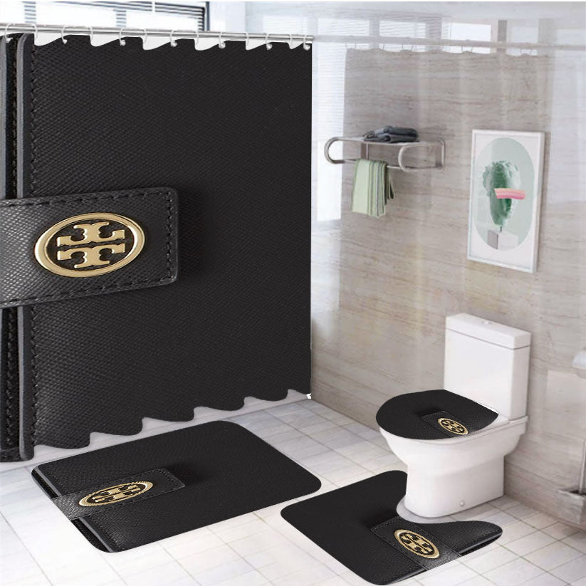 Tory Burch Wallet Chain Wallpaper 4Pcs Bathroom Set Shower Curtain