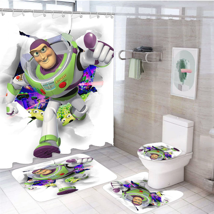Toy Story Buzz Lightyear 4Pcs Bathroom Set Shower Curtain
