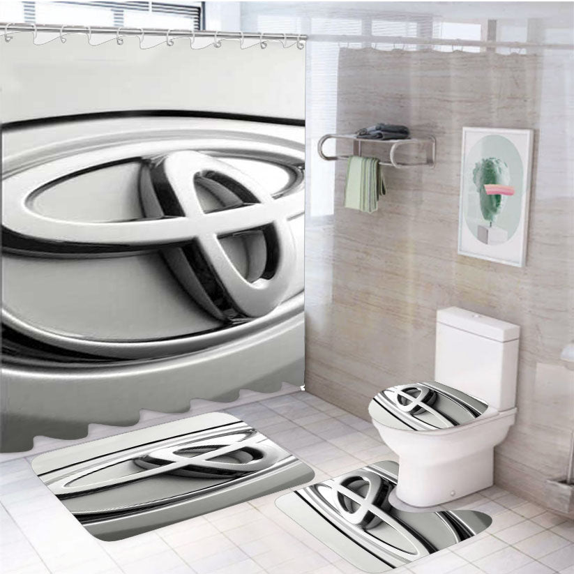 Toyota Logo Chrome 4Pcs Bathroom Set Shower Curtain