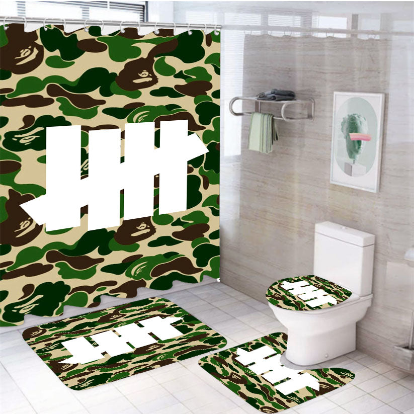 Undefeated Bape Shark 4Pcs Bathroom Set Shower Curtain