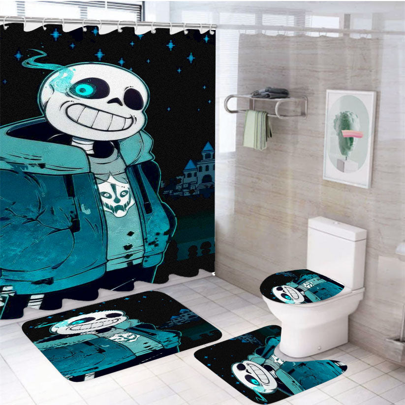 Undertale Sans Skeleton Night Wallpapers 4Pcs Bathroom Set Shower Curtain