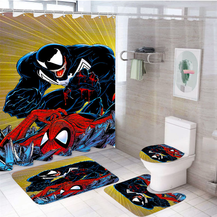 Venom Kills Spider Man 4Pcs Bathroom Set Shower Curtain